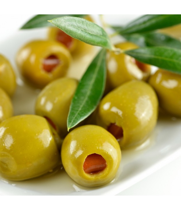 Olives vertes farcies aux poivrons bio (250 g) Olives vertes farcies aux poivrons bio (250 g)