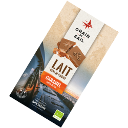 Tablette de chocolat au lait, caramel et fleur de sel bio (100g)