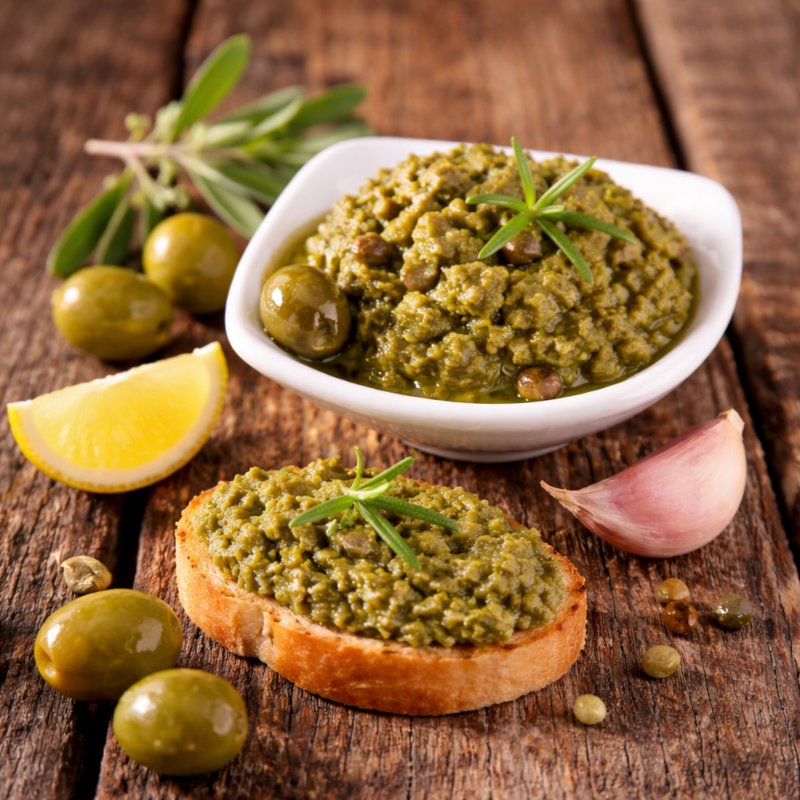 TAPENADE À LA GRECQUE VERTE BIO - DESCLICS PAYSAN, LE GOÛT DU BIO SOLIDAIRE PRÈS DE CHEZ VOUS