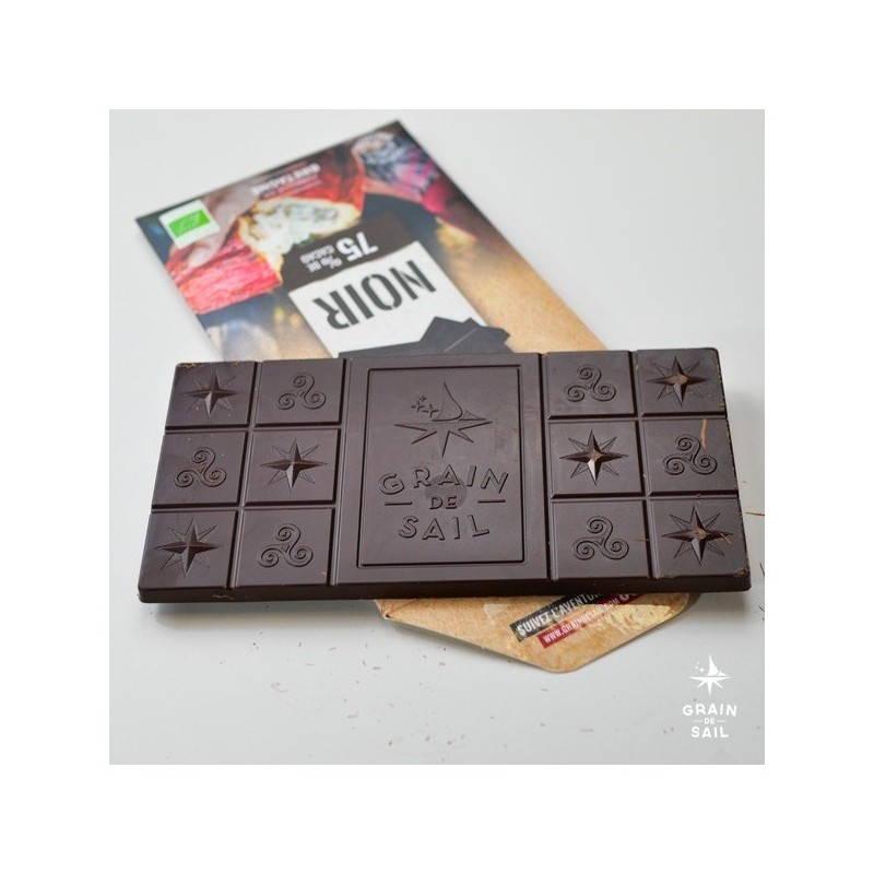 TABLETTE DE CHOCOLAT NOIR 75% DE CACAO BIO - DESCLICS PAYSAN, LE GOÛT DU BIO SOLIDAIRE PRÈS DE CHEZ VOUS