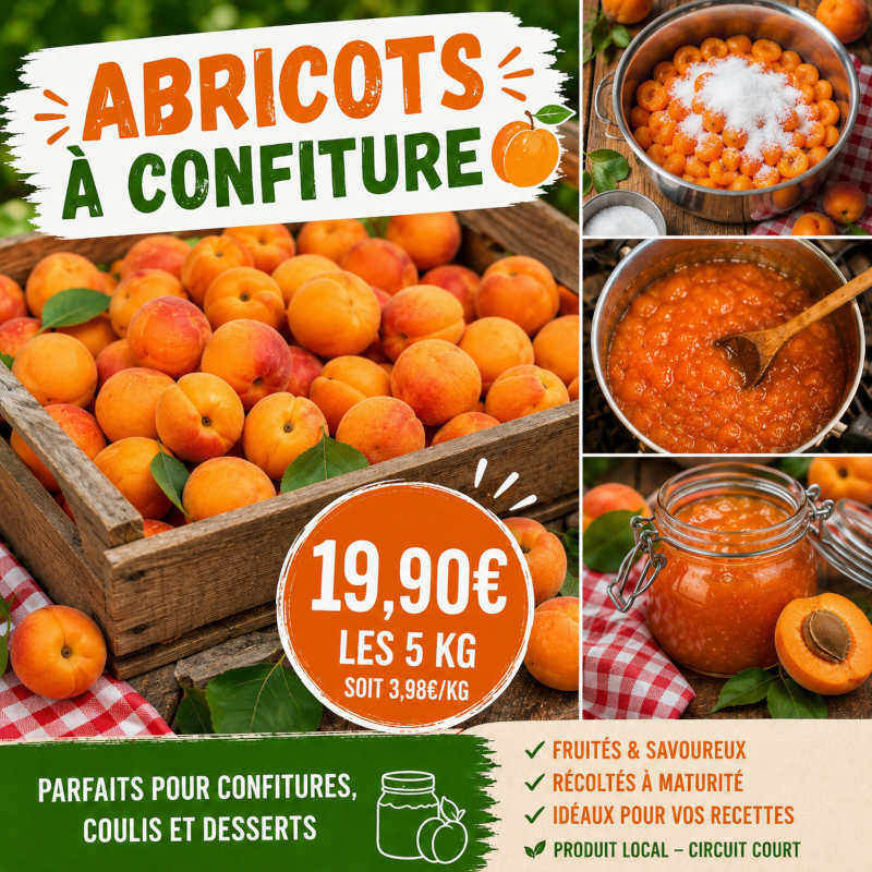 5KG ABRICOT CONFITURE LOCAL - DESCLICS PAYSAN, LE GOÛT DU BIO SOLIDAIRE PRÈS DE CHEZ VOUS