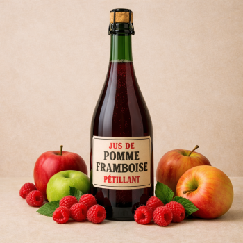 JUS DE POMME  FRAMBOISE PÉTILLANT LOCAL - DESCLICS PAYSAN, LE GOÛT DU BIO SOLIDAIRE PRÈS DE CHEZ VOUS